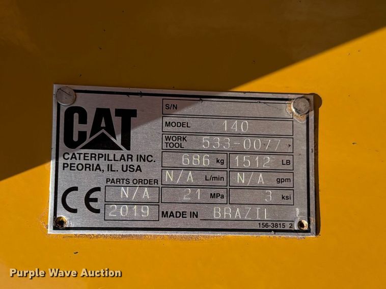 image for item FK4552 2019 Caterpillar 140AWD motor grader