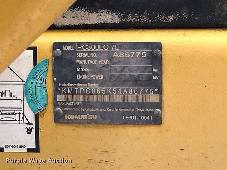 image for item FT6080 2005 Komatsu PC300LC-7L excavator