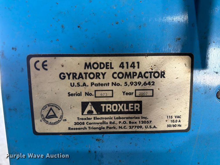 image for item MQ9047 2007 Troxler 4141 gyratory compactor