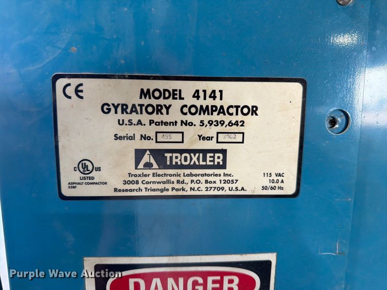 image for item MQ9050 2002 Troxler 4141 gyratory compactor