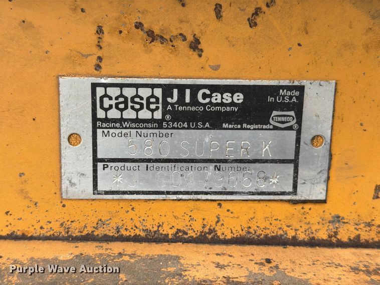 image for item MZ9798 1994 Case 580 Super K backhoe