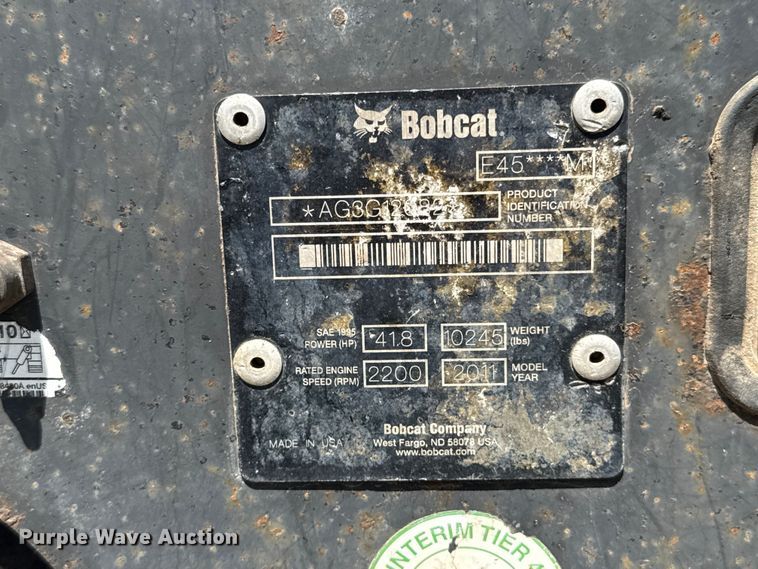image for item NK9249 2011 Bobcat E45 mini excavator