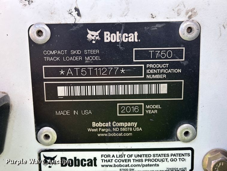 image for item NM9864 2016 Bobcat T750 tracked skid steer loader