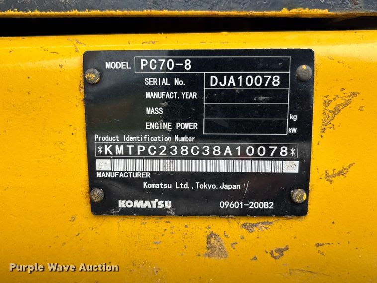 image for item NM9890 2003 Komatsu PC70-8 mini excavator