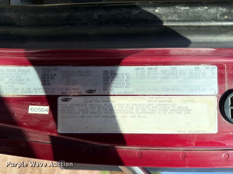 image for item OE9619 2004 Sterling L9500 Series dump truck