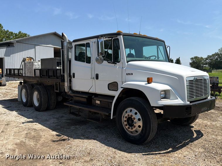 image for item OE9635 2003 Freightliner FL80 Crew Cab flatbed truck