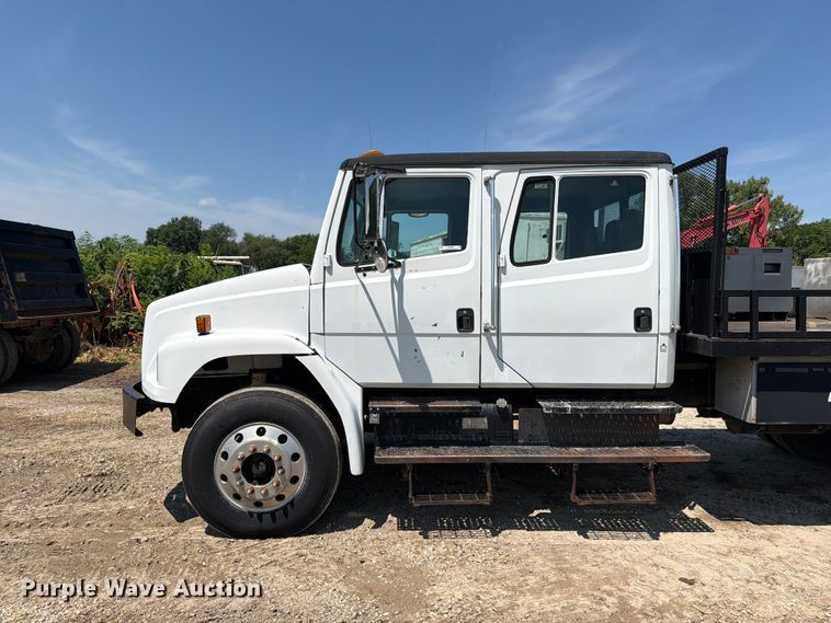 image for item OE9635 2003 Freightliner FL80 Crew Cab flatbed truck