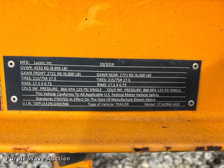 image for item YA3084 2020 Lucon 5T142BW-HDP equipment trailer