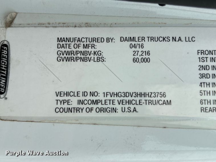 image for item YA4024 2017 Freightliner 114SD sewer jetter truck