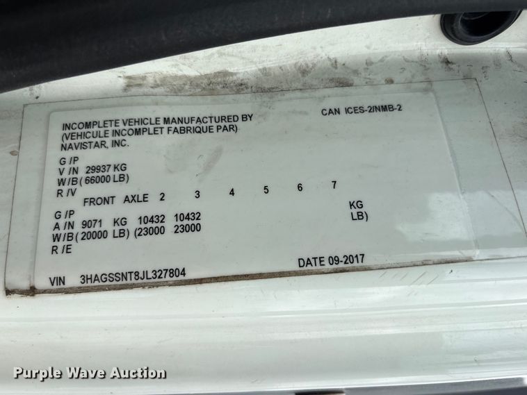 image for item YA4025 2018 International 7600 sewer jetter truck