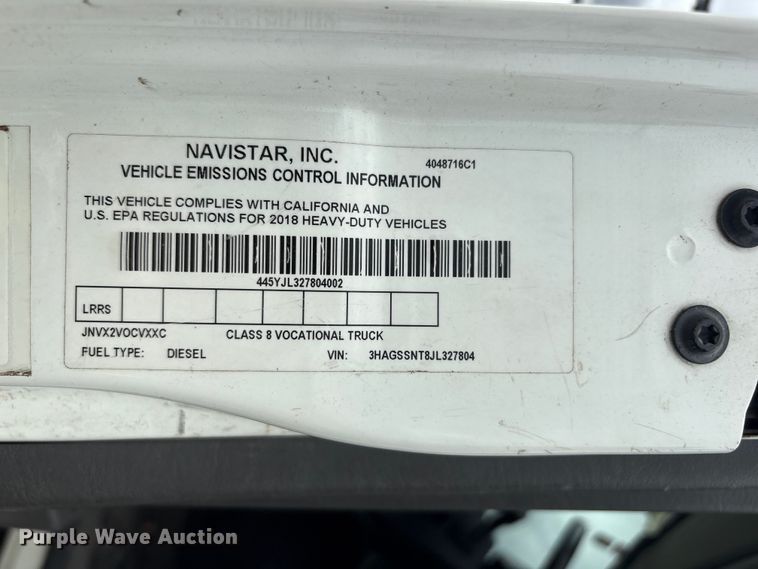 image for item YA4025 2018 International 7600 sewer jetter truck