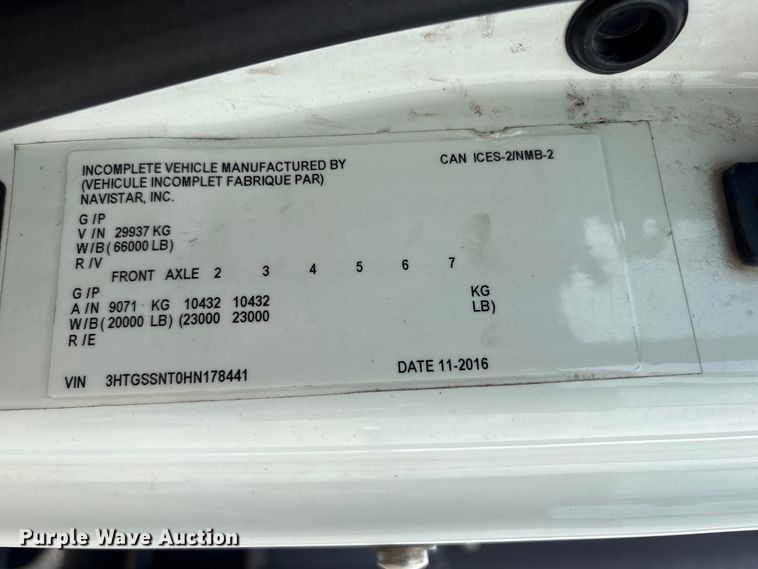 image for item YA4028 2017 International 7600 sewer jetter truck