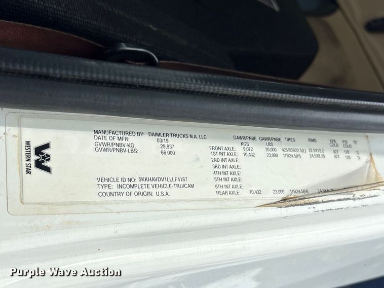 image for item YA4262 2020 Western Star 4700 dump truck