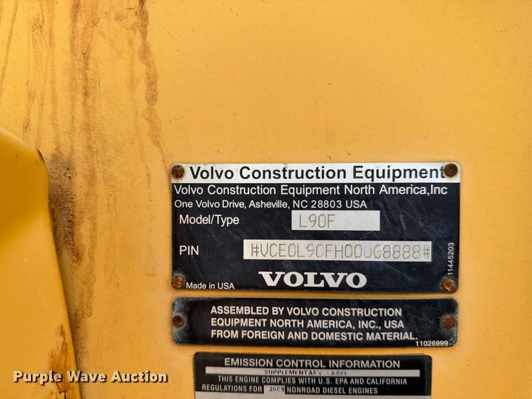 image for item YA4275 2009 Volvo L90F wheel loader