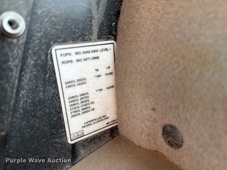 image for item YA4294 2021 Caterpillar 259D3 tracked skid steer loader