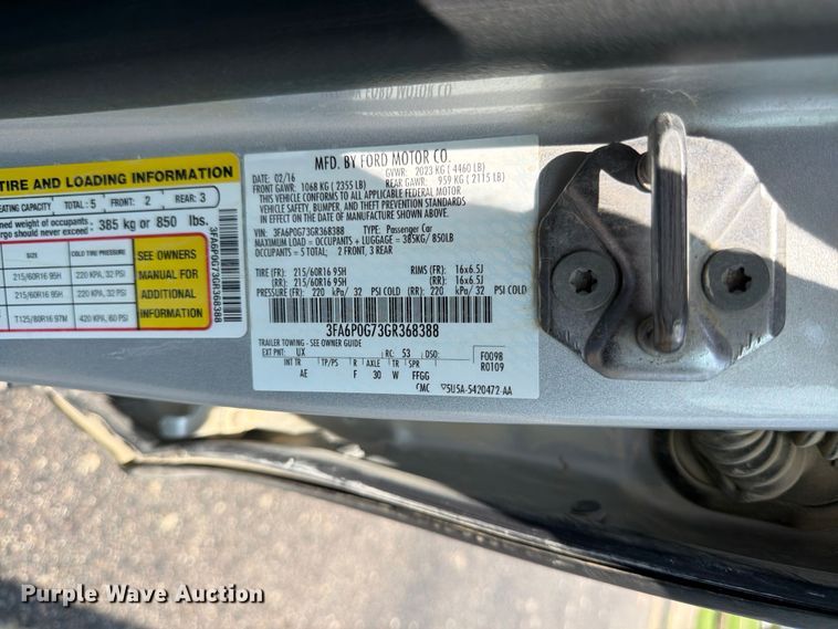 image for item DU8010 2016 Ford Fusion 