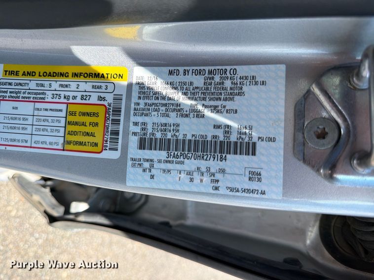 image for item DU8012 2017 Ford Fusion 
