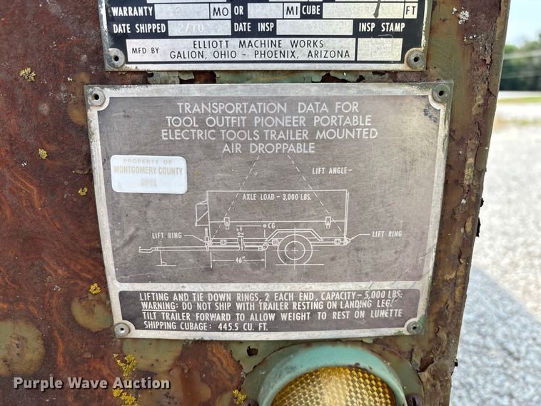 image for item DZ4505 1996 Elliot Machine Works PTO-3007 tool trailer