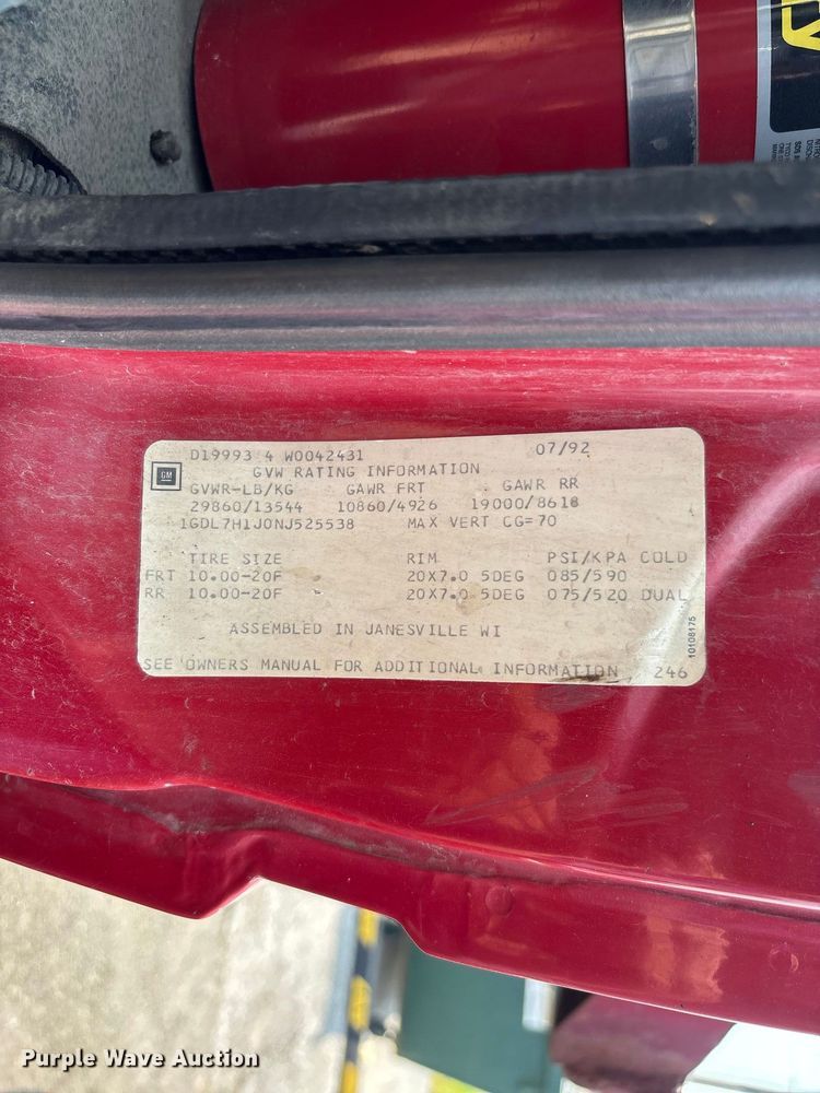 image for item DZ4524 1992 GMC C7 TopKick hook lift truck