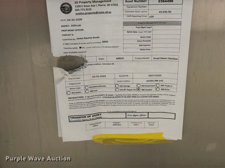 image for item ER1990 Steris AMSCO 250LS steam sterilizer