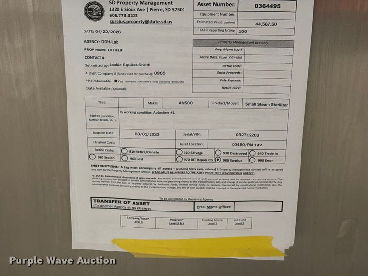 image for item ER1991 Steris AMSCO 250LS steam sterilizer