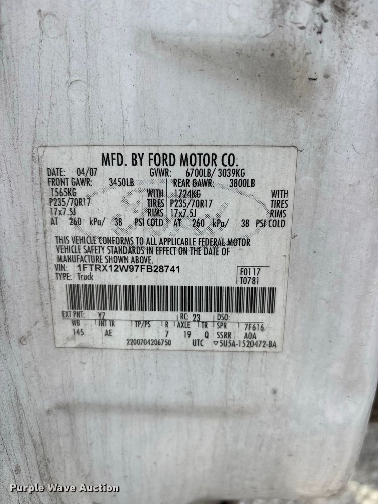 image for item ER3216 2007 Ford F150 XL Ext. Cab pickup truck