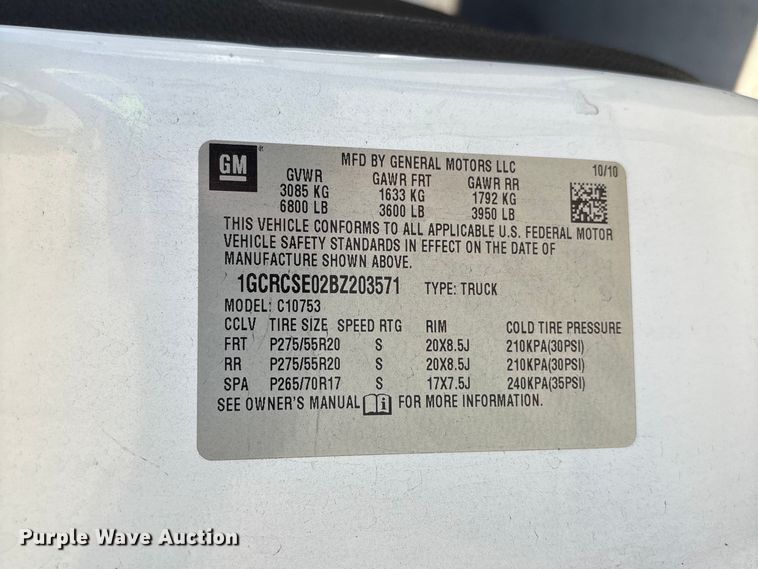 image for item ER7591 2011 Chevrolet Silverado 1500 Ext. Cab pickup truck