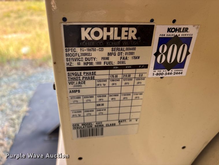 image for item ET0363 Kohler 200R0ZJ generator