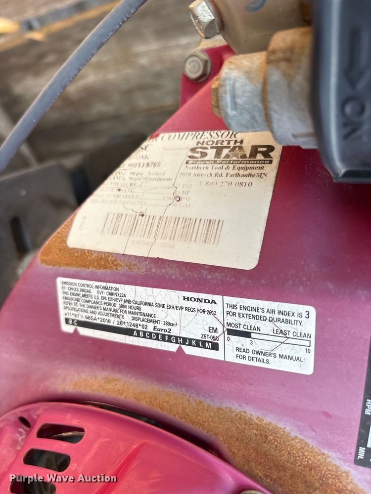 image for item ET0376 2015 North Star air compressor