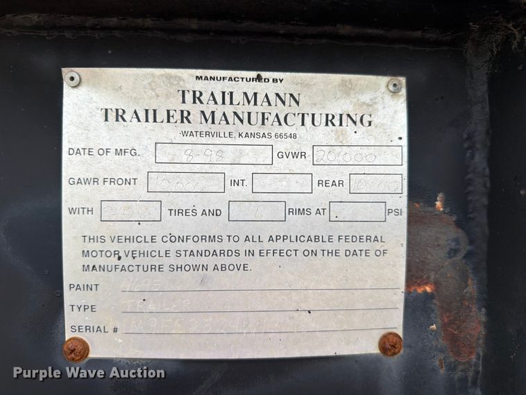 image for item EV2415 1998 Trailmann equipment trailer