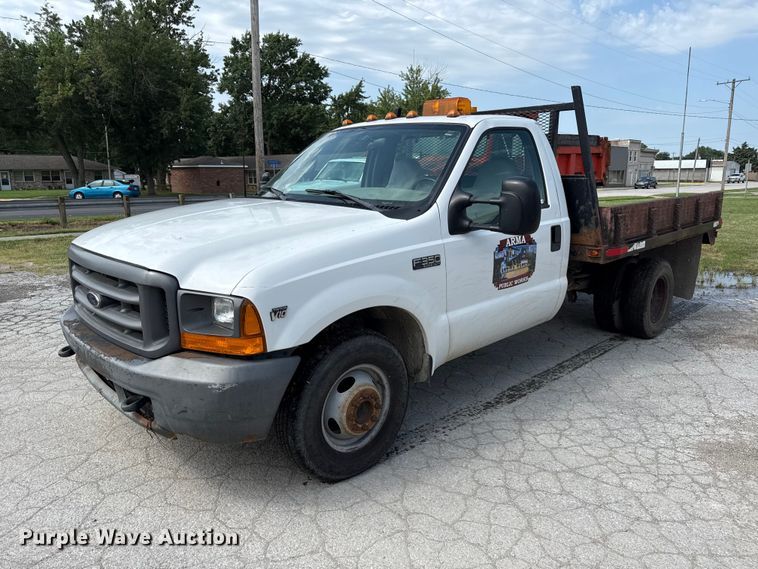 1999 Ford F350 dump flatbed pickup truck