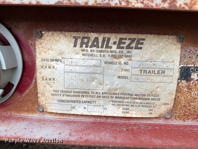image for item EW2185 1999 Trail-Eze PDLX20TC30 tilt deck equipment trailer
