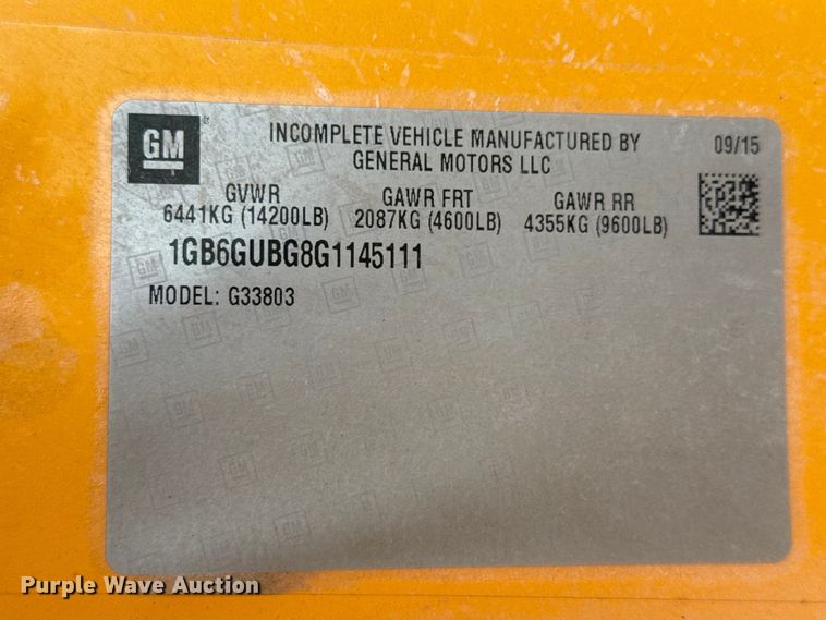 image for item EW4131 2016 Chevrolet school bus