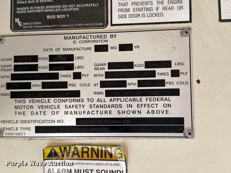 image for item EW4138 2012 IC PB10500 school bus