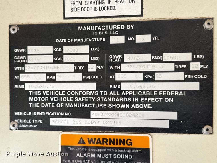 image for item EW4139 2014 IC PB40500 school bus