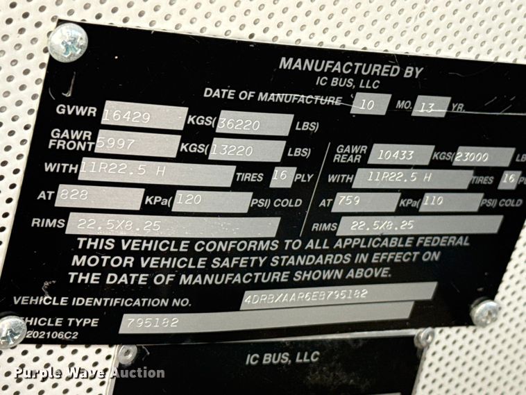 image for item EW4140 2014 IC PC30500 coach bus
