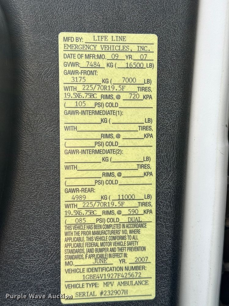 image for item EW4142 2007 Chevrolet C4500 ambulance