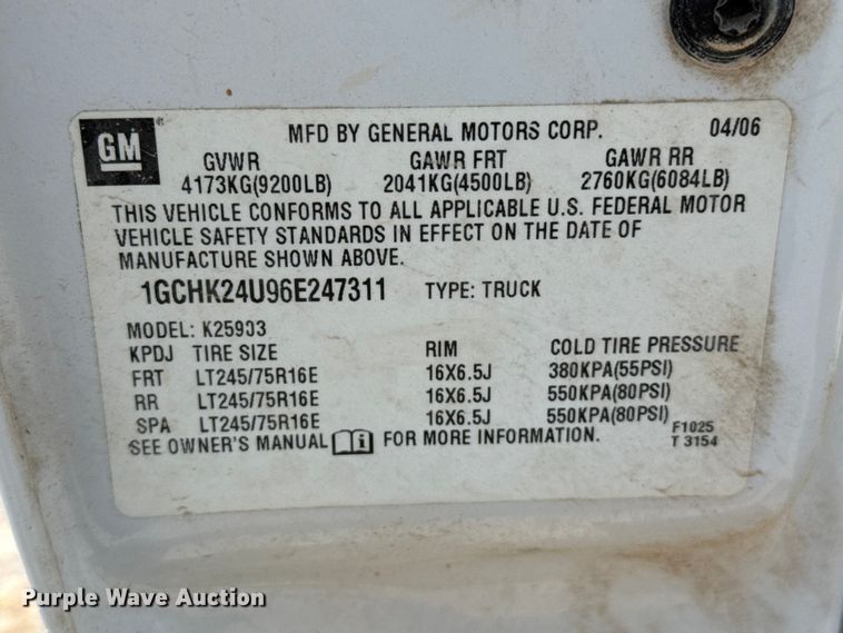 image for item EW4182 2006 Chevrolet Silverado 2500HD pickup truck
