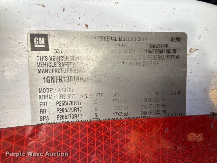 image for item EW4592 2008 Chevrolet Tahoe SUV