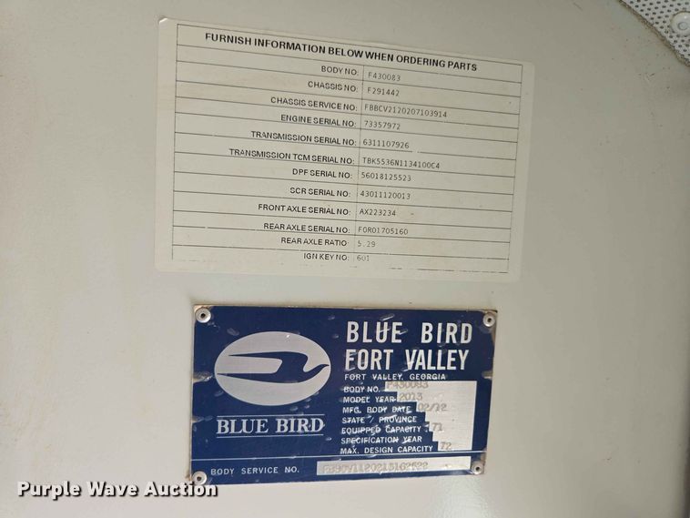 image for item EW8583 2013 Blue Bird BB Conventional school bus