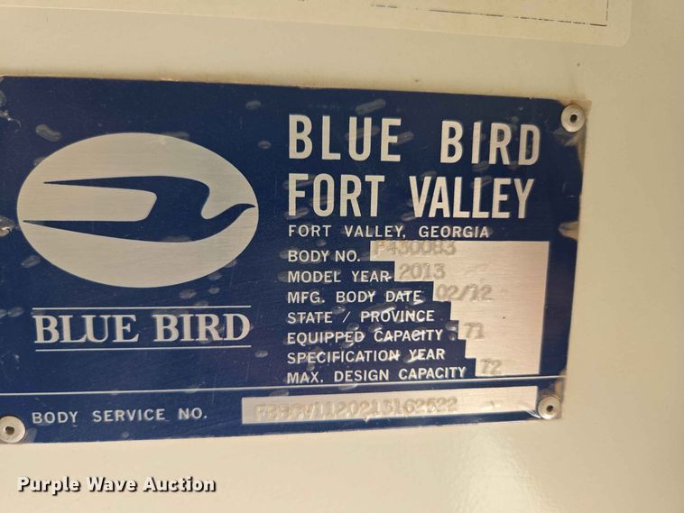 image for item EW8583 2013 Blue Bird BB Conventional school bus