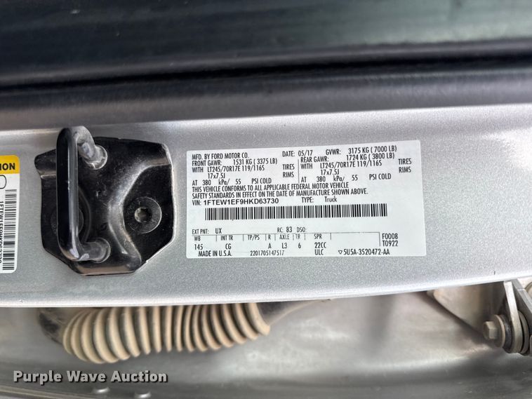 image for item EX2148 2017 Ford F150 XL Crew Cab pickup truck