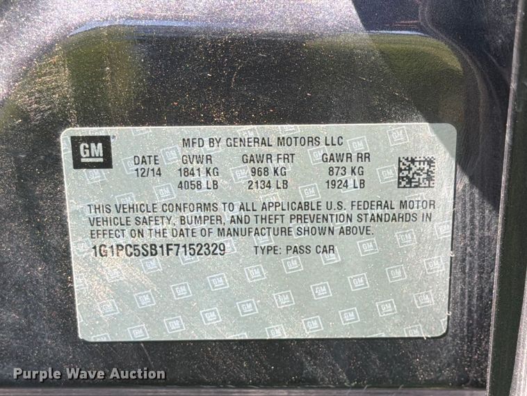 image for item EX4597 2015 Chevrolet Cruze 