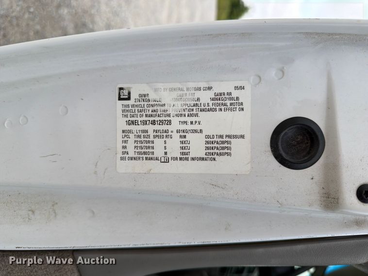 image for item FB5924 2004 Chevrolet Astro van