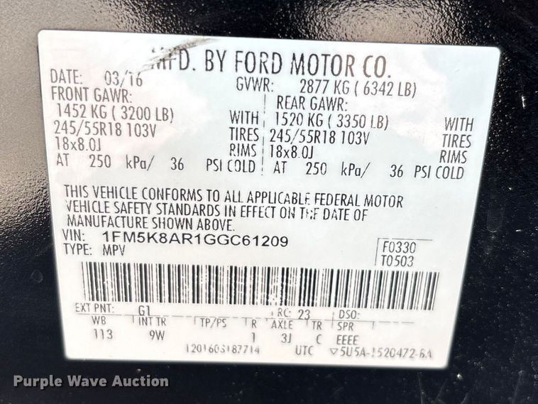 image for item FG0275 2016 Ford Explorer SUV
