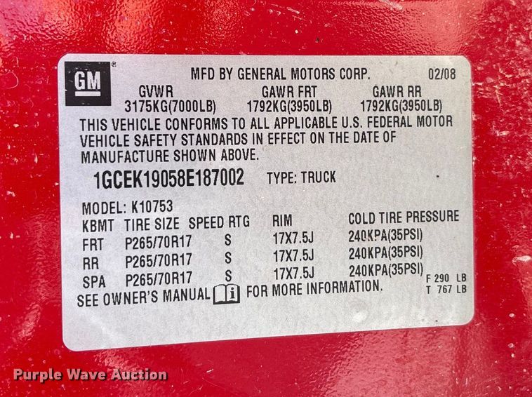 image for item FG0288 2008 Chevrolet Silverado 1500 Ext. Cab pickup truck