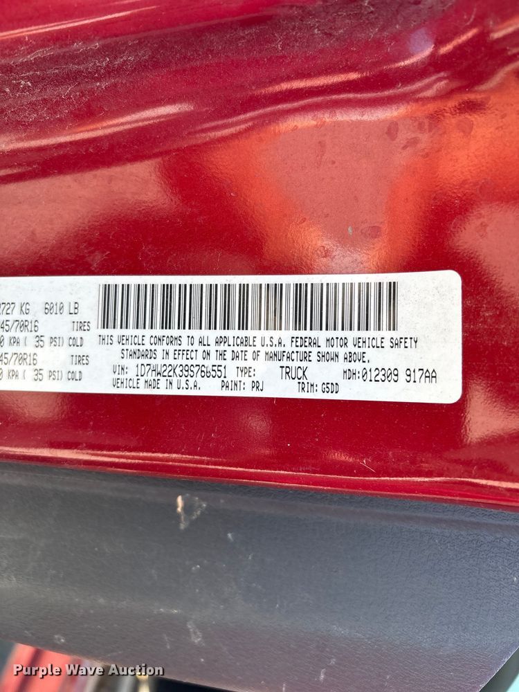 image for item FG0289 2009 Dodge Dakota Ext. Cab pickup truck
