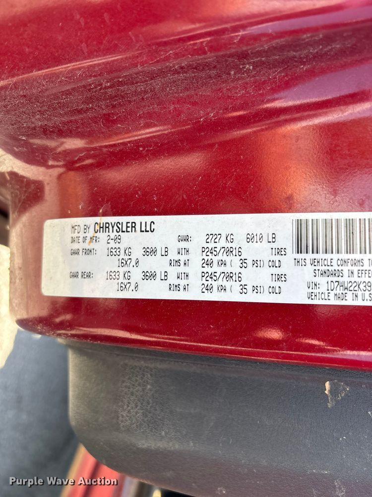 image for item FG0289 2009 Dodge Dakota Ext. Cab pickup truck
