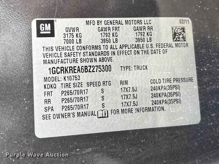 image for item FG0300 2011 Chevrolet Silverado 1500 Ext. Cab pickup truck