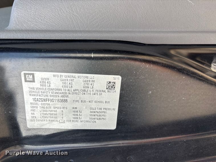 image for item FG0559 2016 Chevrolet Express 3500 prisoner transport van